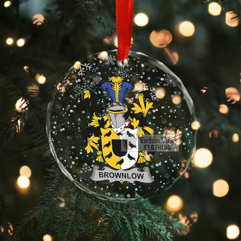 Brownlow Irish Clan Christmas Glass Ornament with Coat of Arms - 2D-tartanvibesclothing