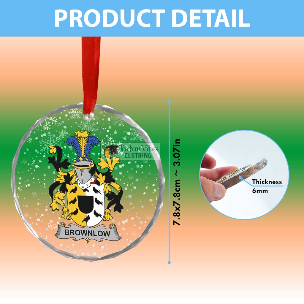Brownlow Irish Clan Christmas Glass Ornament with Coat of Arms - 2D-tartanvibesclothing