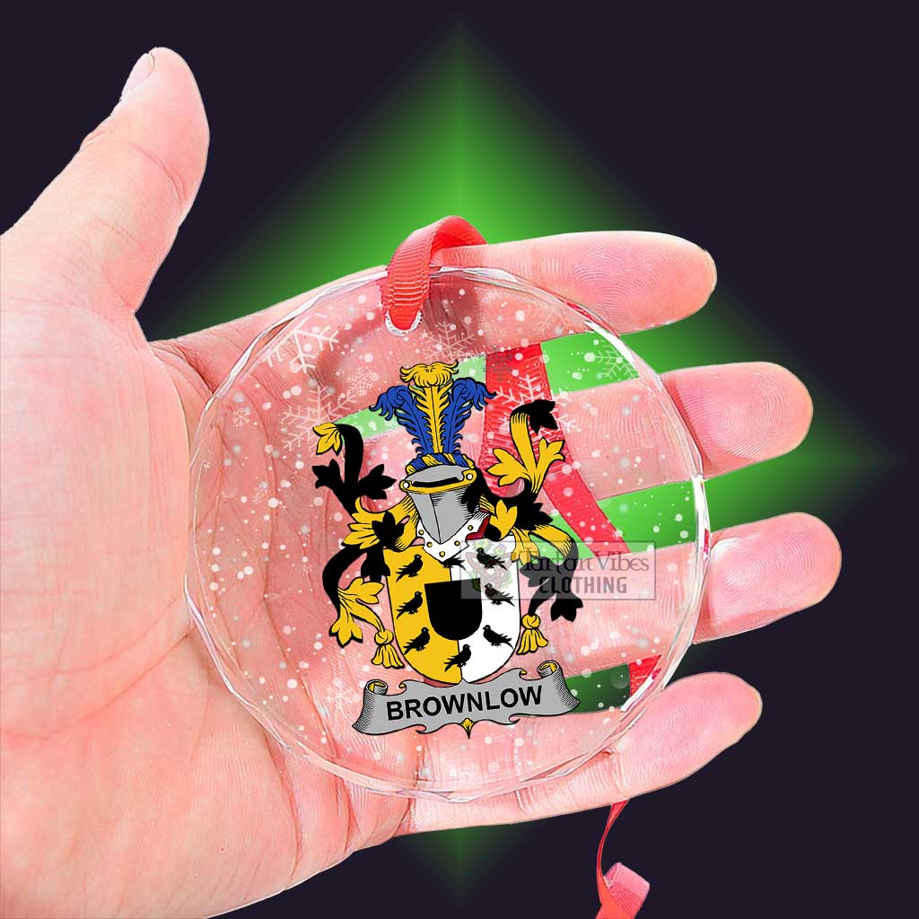 Brownlow Irish Clan Christmas Glass Ornament with Coat of Arms - 2D-tartanvibesclothing