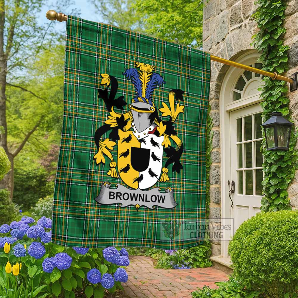 Brownlow Irish Clan Tartan Flag with Coat of Arms