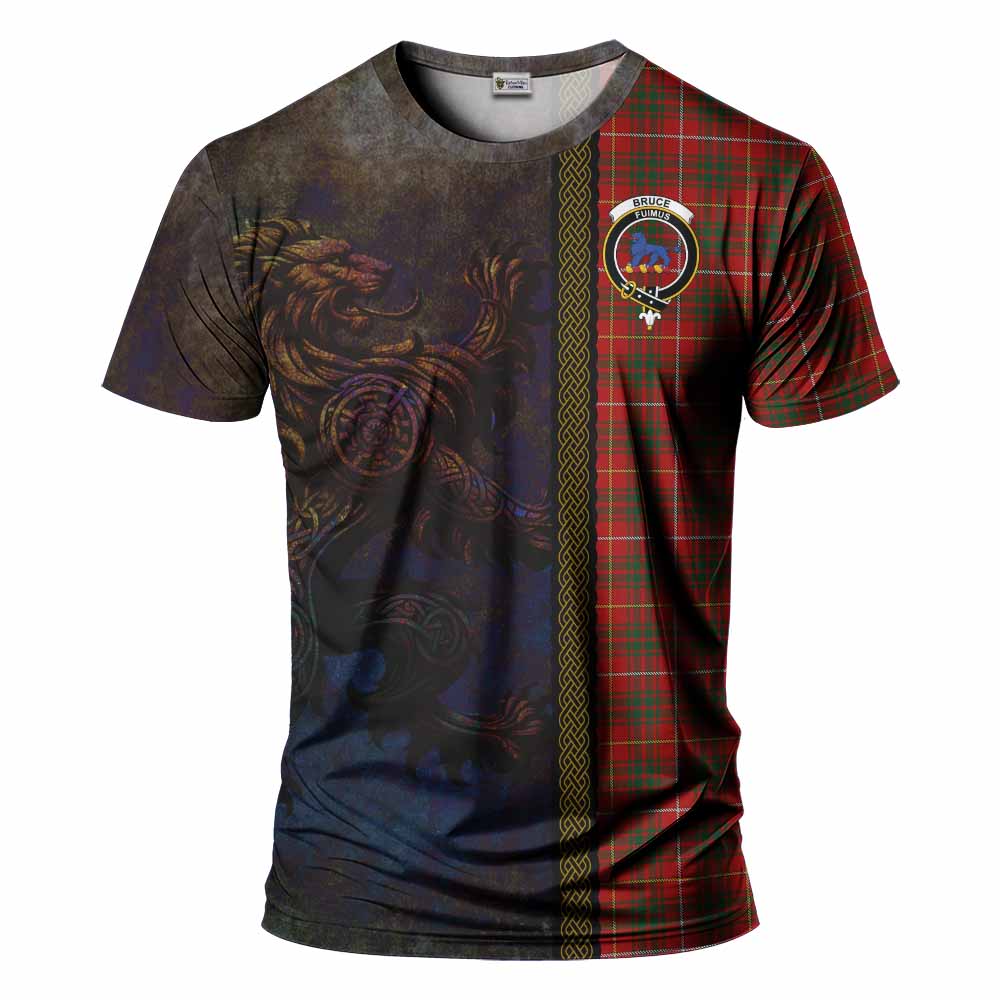 Tartan Vibes Clothing Bruce Tartan Family Crest T-Shirt Alba Gu Brath Be Brave Lion Ancient Style