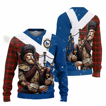 Tartan Vibes Clothing Bruce Tartan Knitted Sweater with Family Crest Scottish Bagpiper Vibes