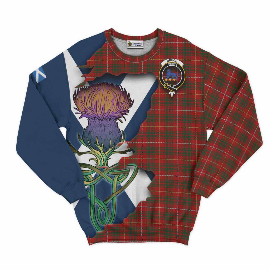 Tartan Vibes Clothing Bruce Tartan Family Crest Sweatshirt Scottish Thistle Celtic Inspired