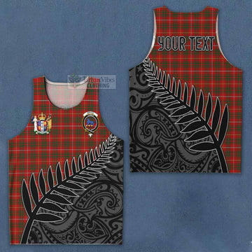 Tartan Vibes Clothing Bruce Crest Tartan Men's Tank Top with New Zealand Silver Fern Half Style