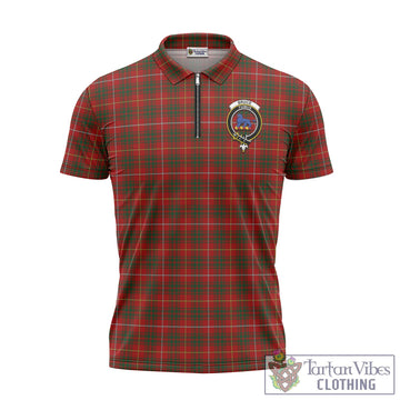 Bruce Tartan Zipper Polo Shirt with Family Crest