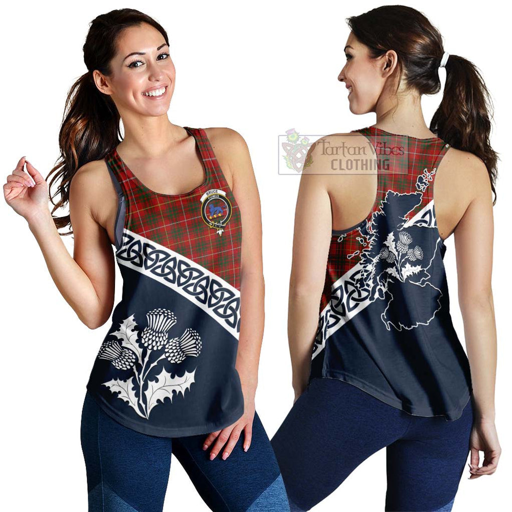 Tartan Vibes Clothing Bruce Tartan Women's Racerback Tanks Featuring Thistle and Scotland Map