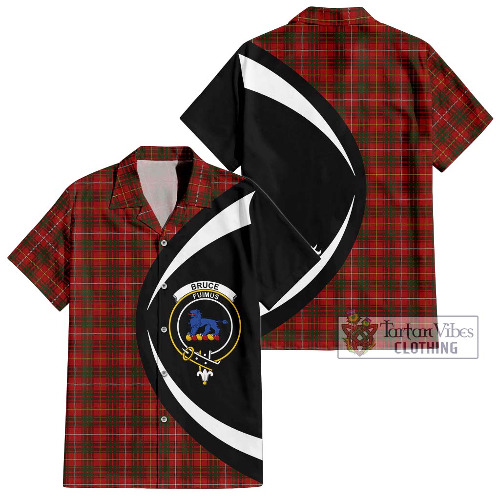 Bruce Tartan Short Sleeve Button Up with Family Crest Circle Style Kid - Tartan Vibes Clothing