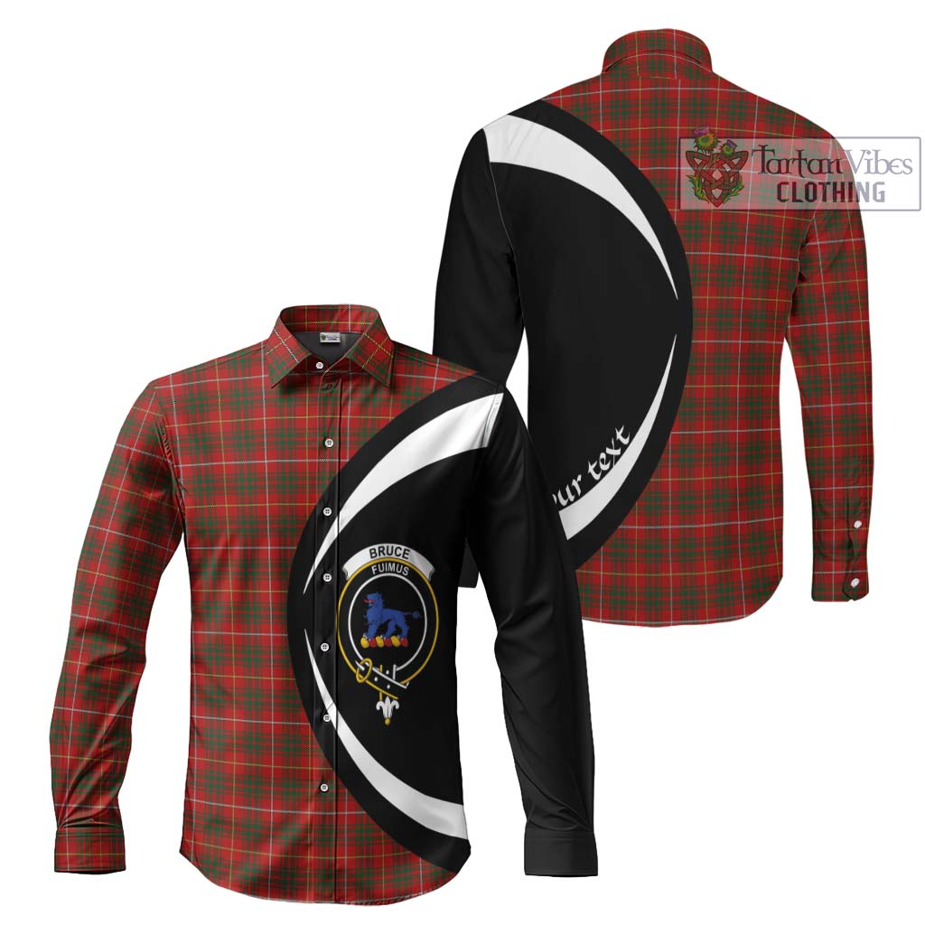 Bruce Tartan Long Sleeve Button Up with Family Crest Circle Style Men's Shirt S - Tartan Vibes Clothing