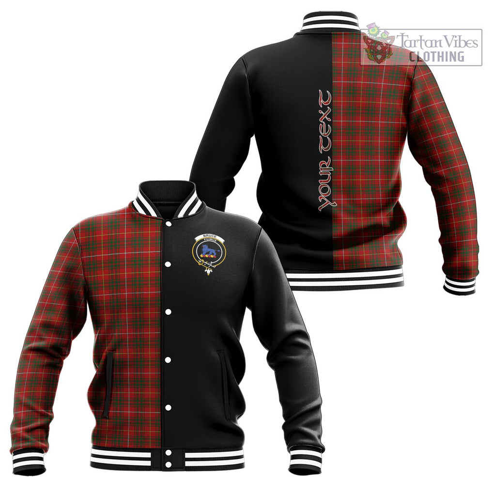 Bruce Tartan Baseball Jacket with Family Crest and Half Of Me Style Unisex - Tartanvibesclothing Shop