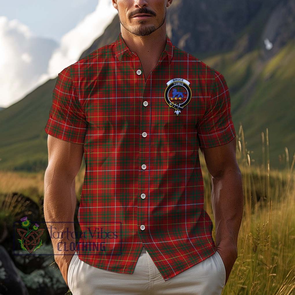 Bruce Tartan Cotton Hawaiian Shirt with Family Crest Adult - Tartan Vibes Clothing