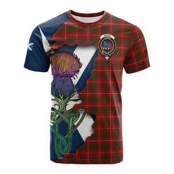 Tartan Vibes Clothing Bruce Tartan Family Crest Cotton T-shirt Scottish Thistle Celtic Inspired