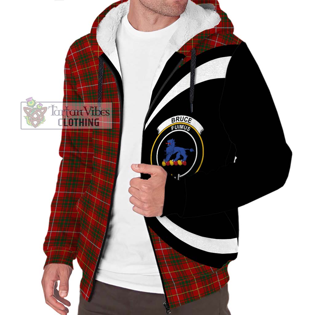 Bruce Tartan Sherpa Hoodie with Family Crest Circle Style Unisex S - Tartan Vibes Clothing