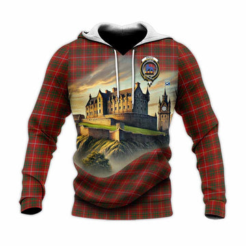 Bruce Tartan Family Crest Knitted Hoodie with Scottish Ancient Castle Style