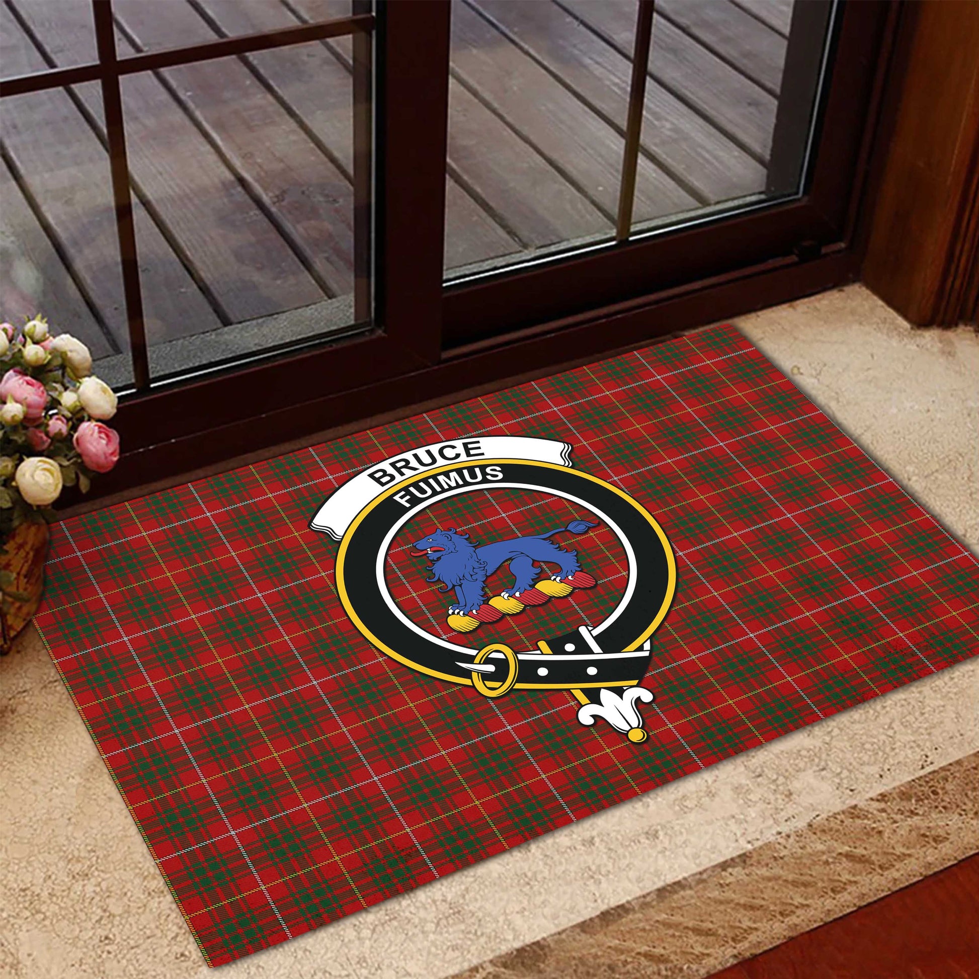 Bruce Tartan Rubber Doormat with Family Crest - Tartan Vibes Clothing