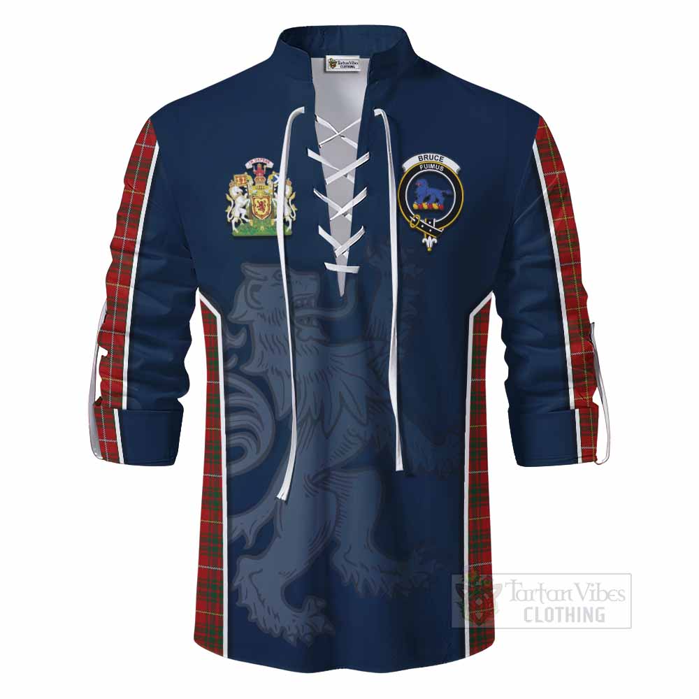 Tartan Vibes Clothing Bruce Tartan Ghillie Kilt Shirt with Family Crest and Lion Rampant Vibes Sport Style