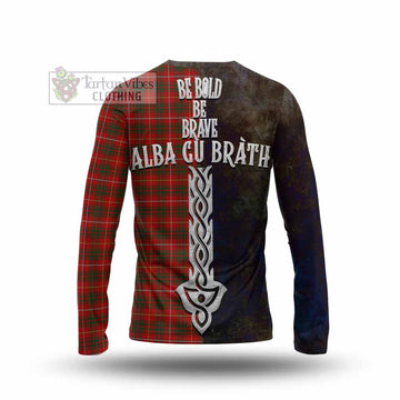 Bruce Tartan Family Crest Long Sleeve T-Shirt Alba Gu Brath Be Brave Lion Ancient Style