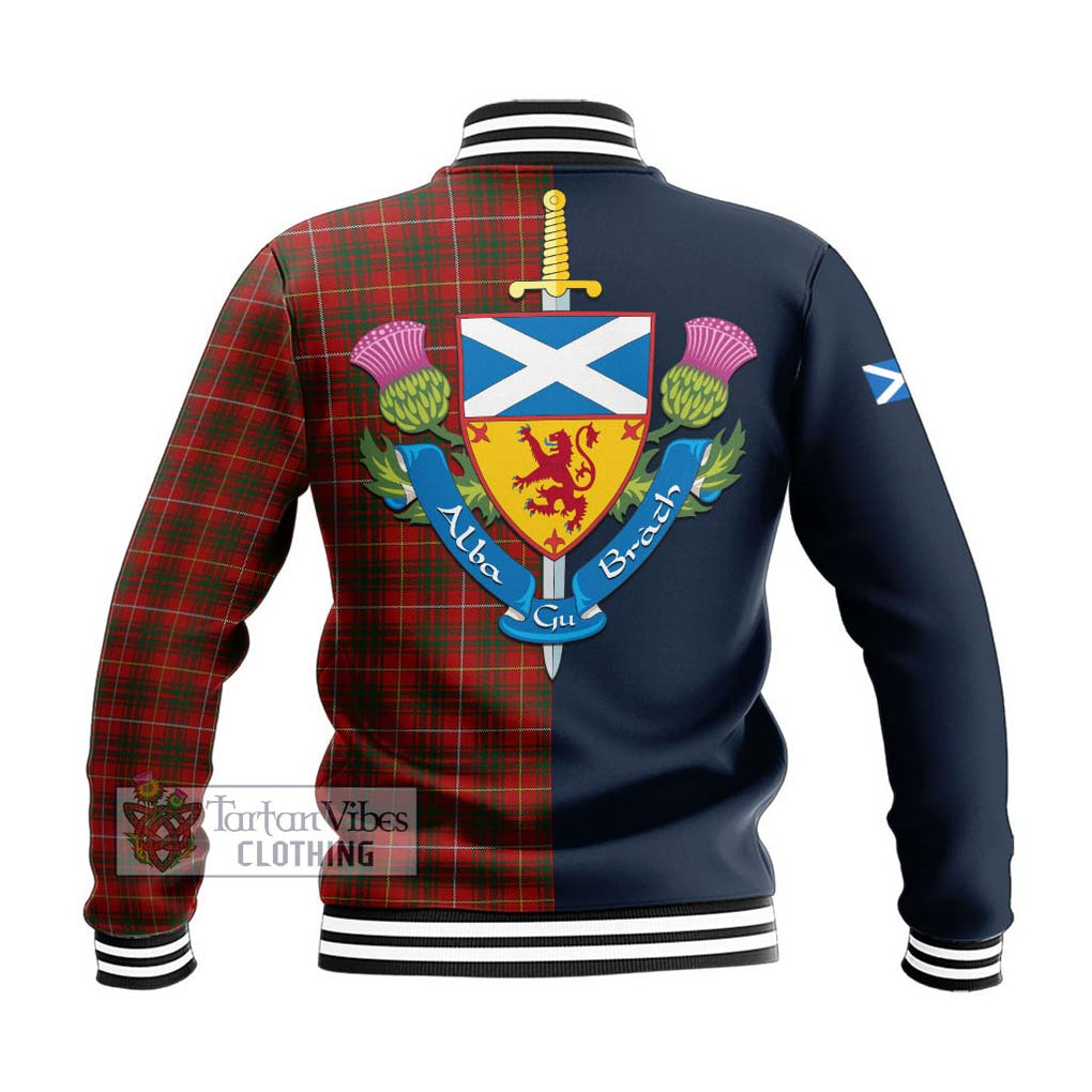 Bruce Tartan Baseball Jacket Alba with Scottish Lion Royal Arm Half Style - Tartan Vibes Clothing