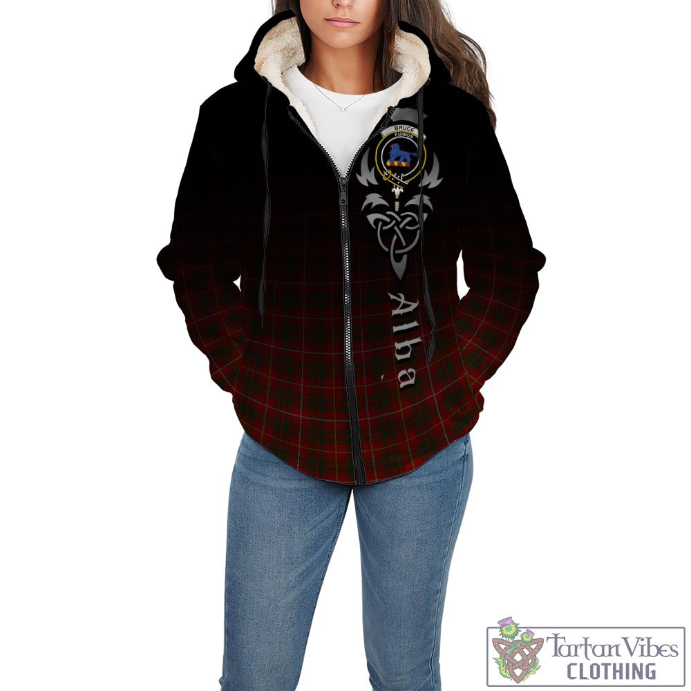 Tartan Vibes Clothing Bruce Tartan Sherpa Hoodie Featuring Alba Gu Brath Family Crest Celtic Inspired