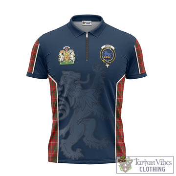 Bruce Tartan Zipper Polo Shirt with Family Crest and Lion Rampant Vibes Sport Style