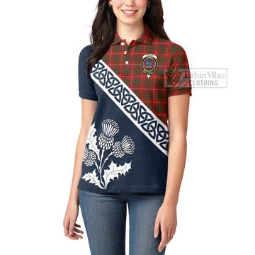 Tartan Vibes Clothing Bruce Tartan Women's Polo Shirt Featuring Thistle and Scotland Map