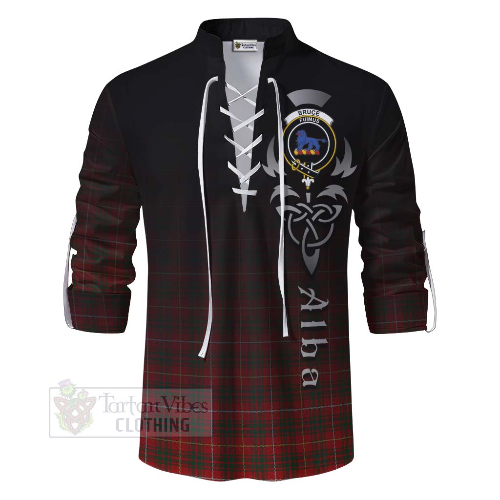 Tartan Vibes Clothing Bruce Tartan Ghillie Kilt Shirt Featuring Alba Gu Brath Family Crest Celtic Inspired