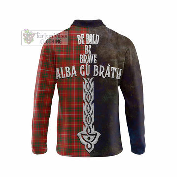 Bruce Tartan Family Crest Long Sleeve Polo Shirt Alba Gu Brath Be Brave Lion Ancient Style