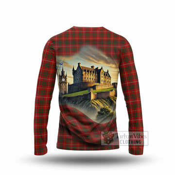 Bruce Tartan Family Crest Long Sleeve T-Shirt with Scottish Ancient Castle Style