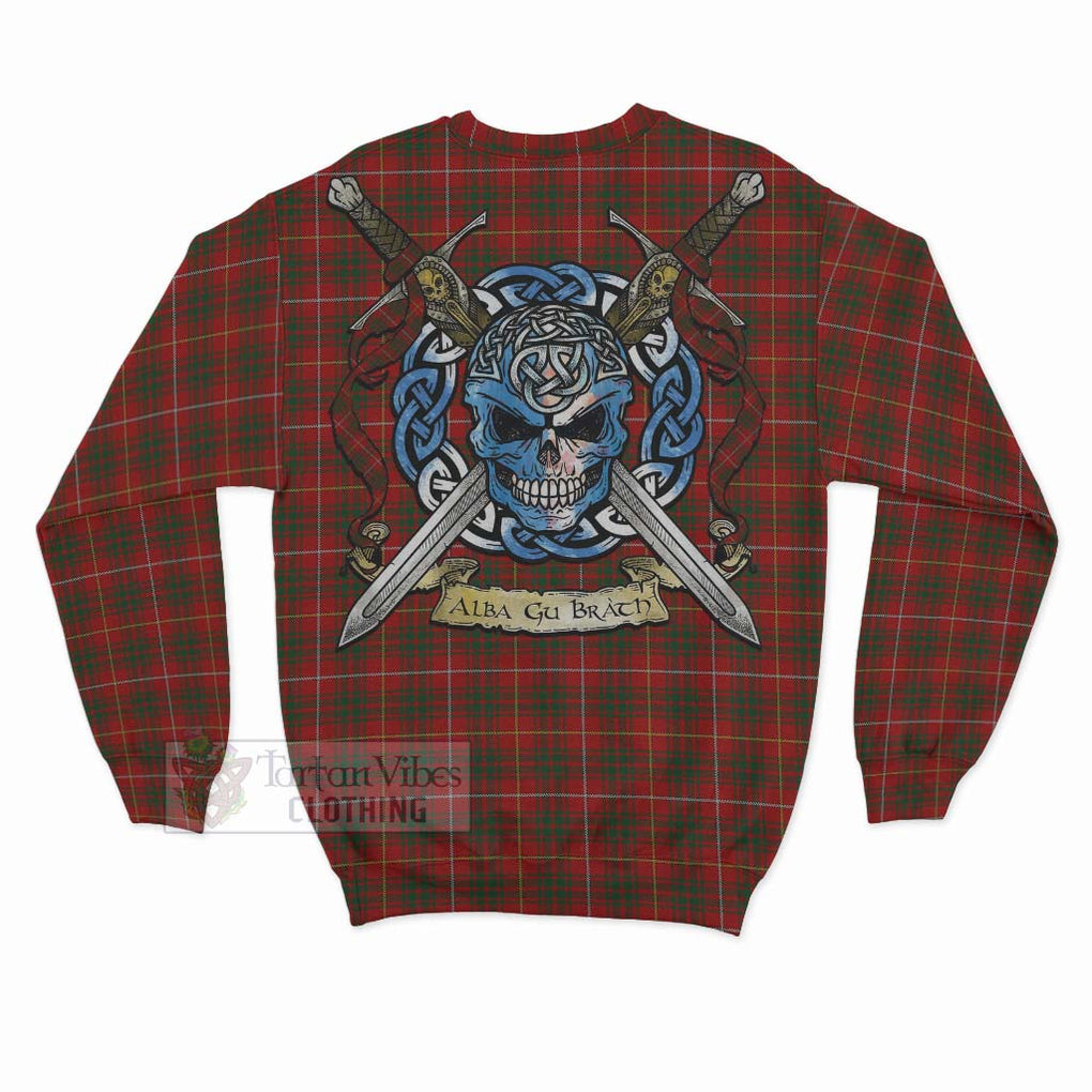 Tartan Vibes Clothing Bruce Tartan Sweatshirt with Family Crest Celtic Skull Style