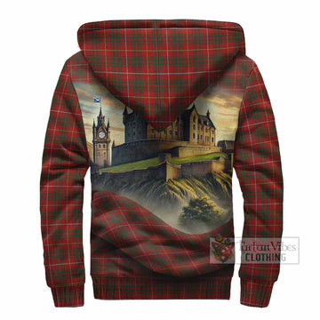 Bruce Tartan Family Crest Sherpa Hoodie with Scottish Ancient Castle Style