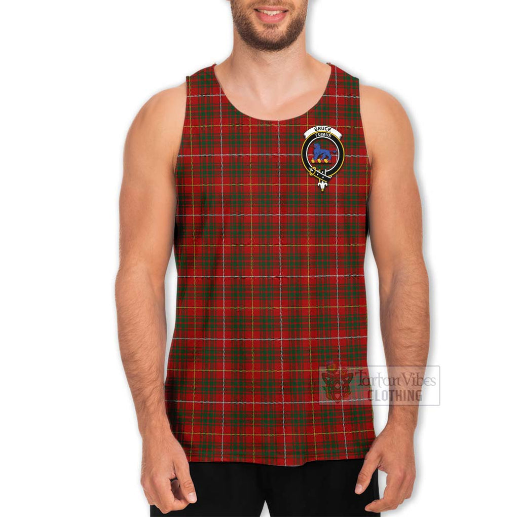 Tartan Vibes Clothing Bruce Tartan Men's Tank Top with Family Crest and Bearded Skull Holding Bottles of Whiskey