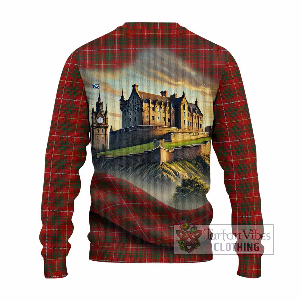 Tartan Vibes Clothing Bruce Tartan Family Crest Knitted Sweater with Scottish Ancient Castle Style