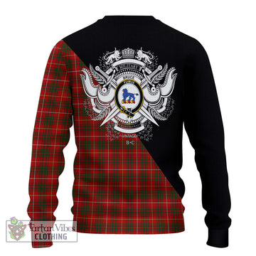 Bruce Tartan Knitted Sweater with Family Crest and Military Logo Style - Tartanvibesclothing Shop