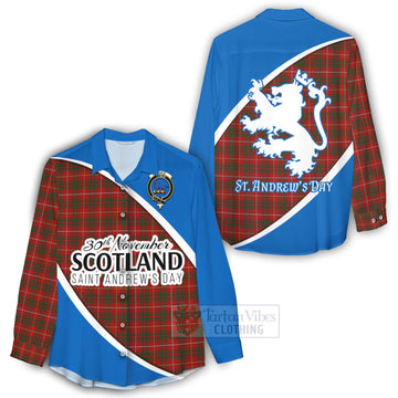 Tartan Vibes Clothing Bruce Family Crest Tartan Women's Casual Shirt Celebrate Saint Andrew's Day in Style