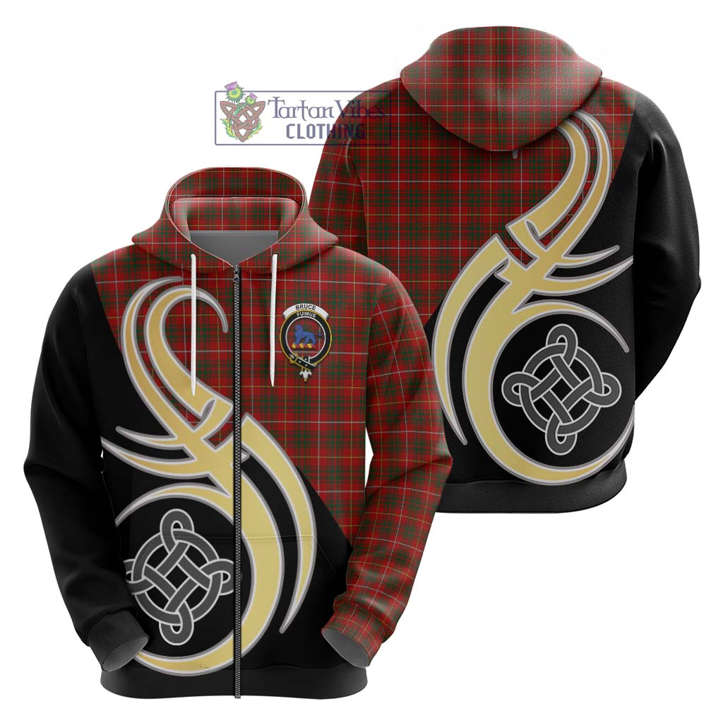 Bruce Tartan Hoodie with Family Crest and Celtic Symbol Style - Tartan Vibes Clothing