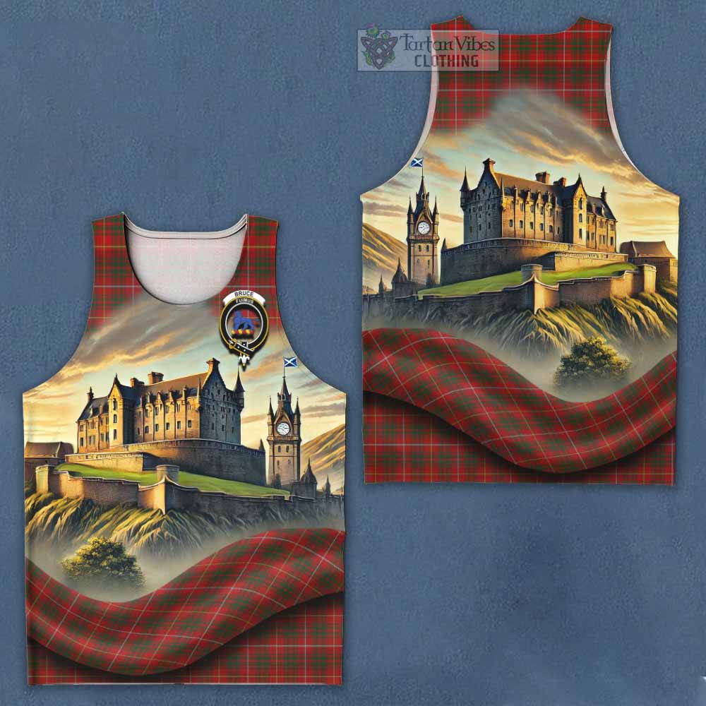 Tartan Vibes Clothing Bruce Tartan Family Crest Men's Tank Top with Scottish Ancient Castle Style