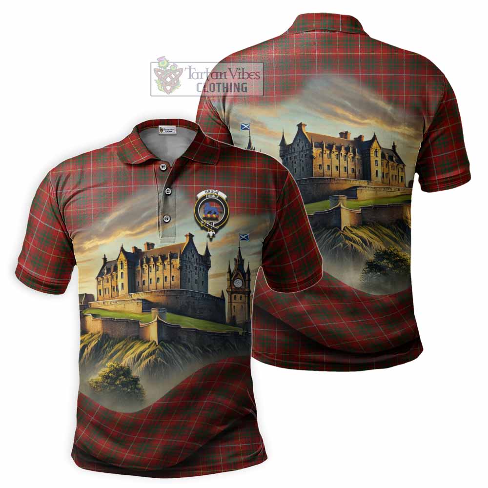 Tartan Vibes Clothing Bruce Tartan Family Crest Polo Shirt with Scottish Ancient Castle Stype