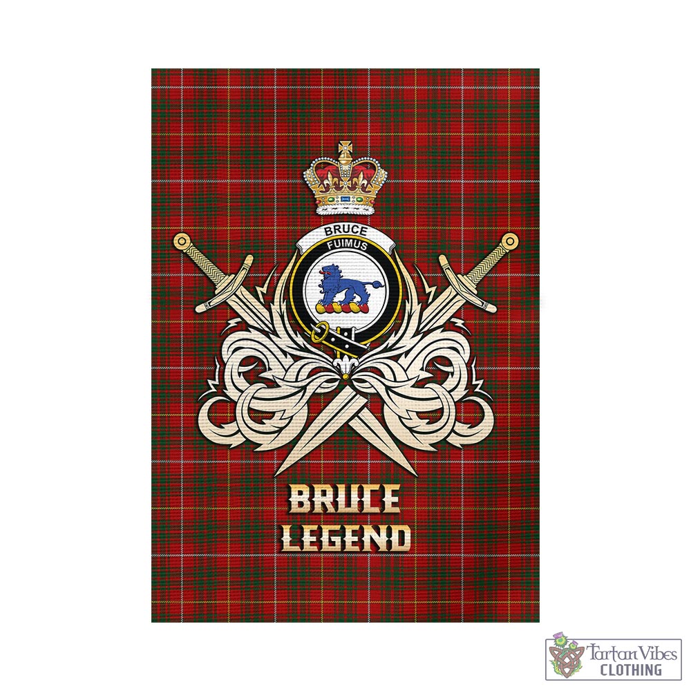 Tartan Vibes Clothing Bruce Tartan Flag with Clan Crest and the Golden Sword of Courageous Legacy