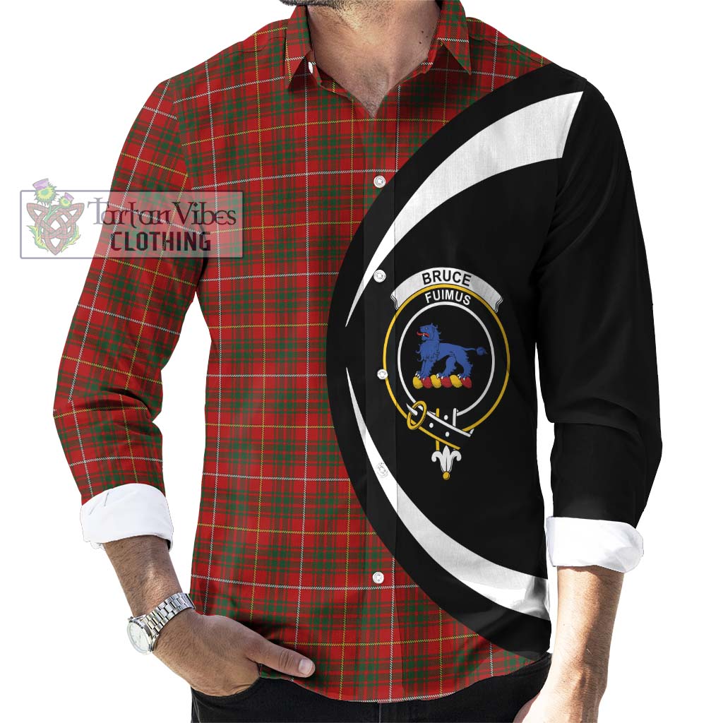 Bruce Tartan Long Sleeve Button Up with Family Crest Circle Style - Tartan Vibes Clothing