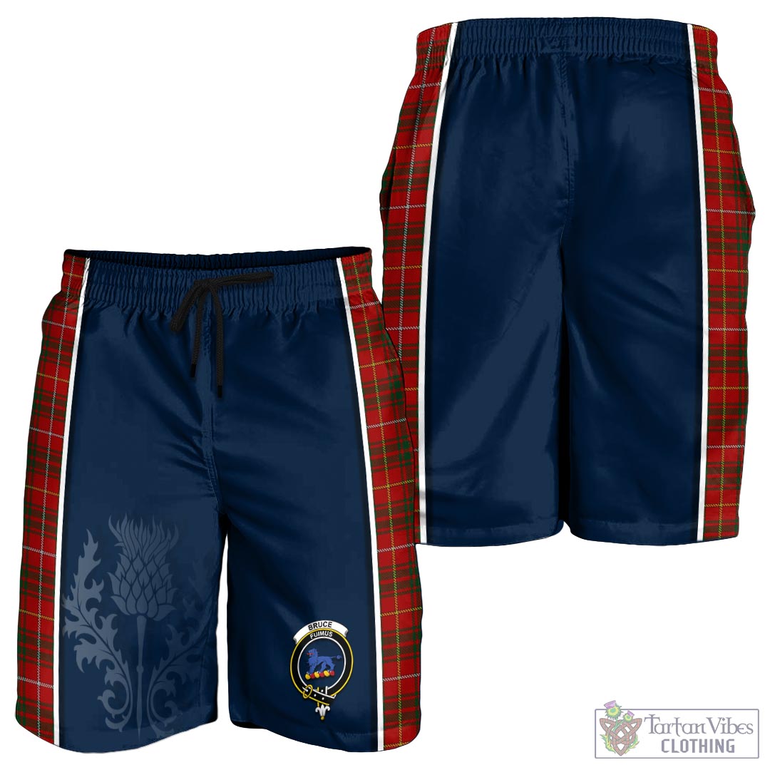 Tartan Vibes Clothing Bruce Tartan Men's Shorts with Family Crest and Scottish Thistle Vibes Sport Style