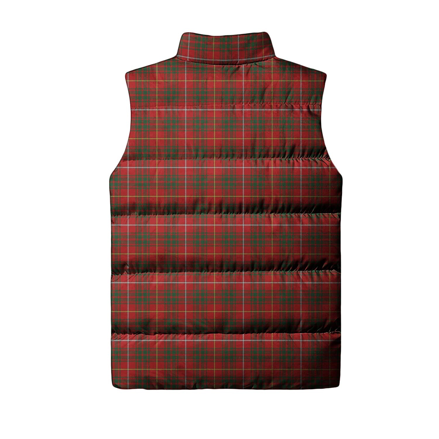 Bruce Tartan Sleeveless Puffer Jacket with Family Crest - Tartanvibesclothing