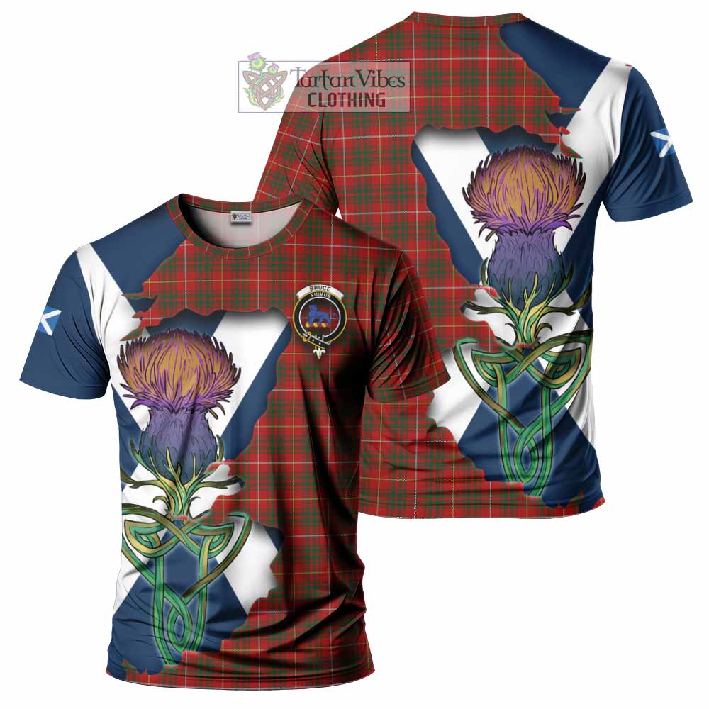 Tartan Vibes Clothing Bruce Tartan Family Crest T-Shirt Scottish Thistle Celtic Inspired