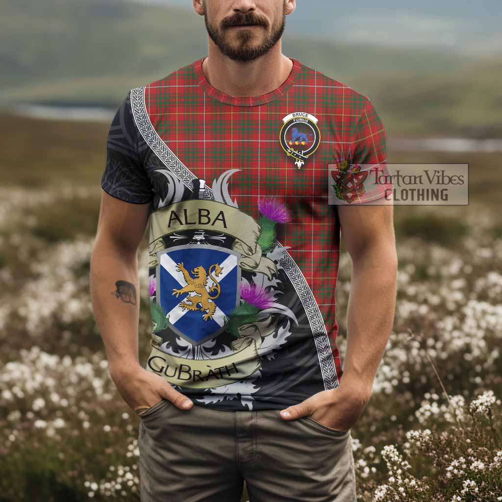 Tartan Vibes Clothing Bruce Tartan Family Crest T-Shirt Lion Rampant Royal Thistle Shield Celtic Inspired