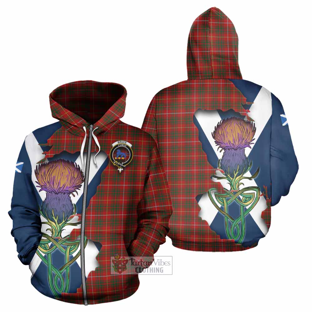 Tartan Vibes Clothing Bruce Tartan Family Crest Hoodie Scottish Thistle Celtic Inspired