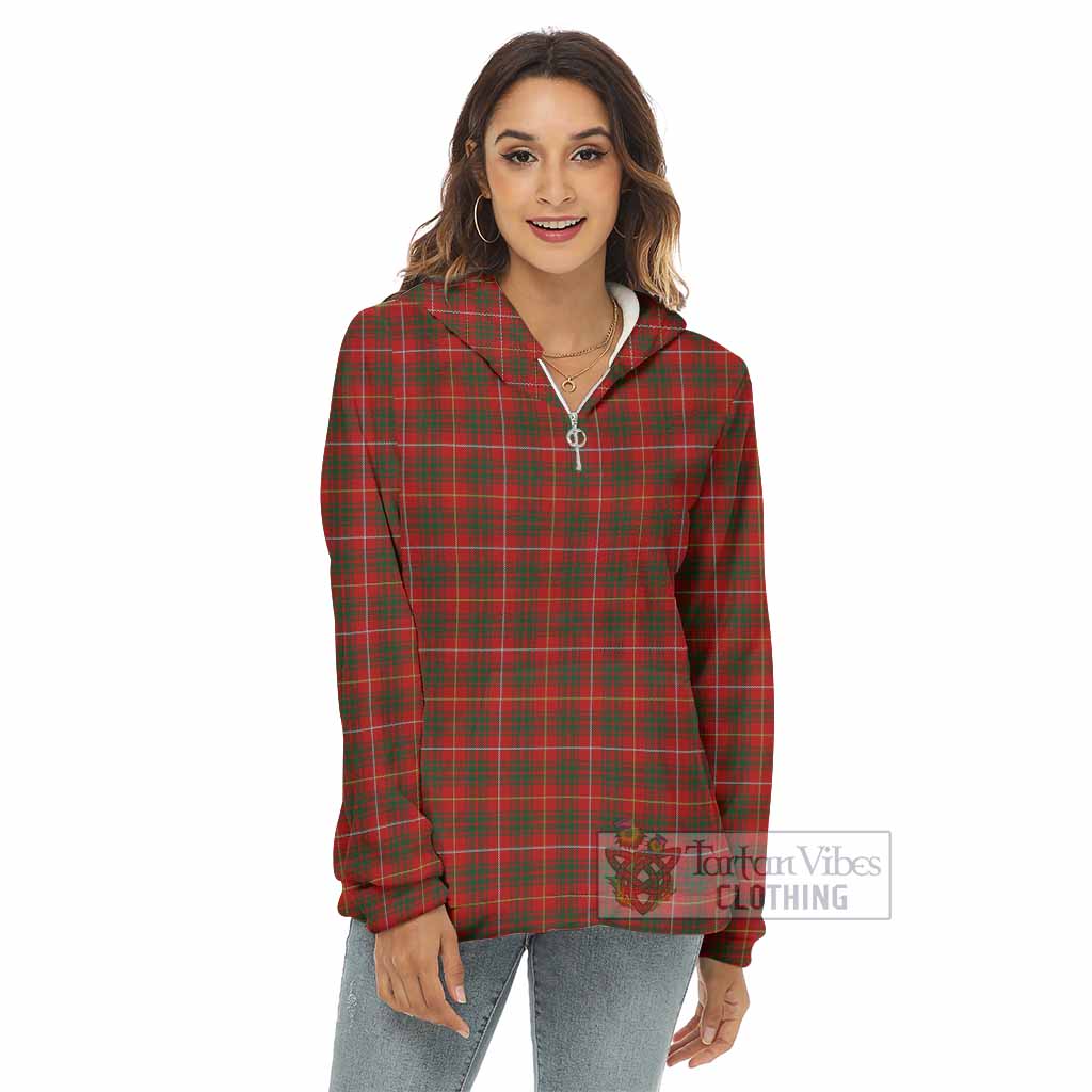 Tartan Vibes Clothing Bruce Tartan Women's Borg  Half Zip Fleece Hoodie