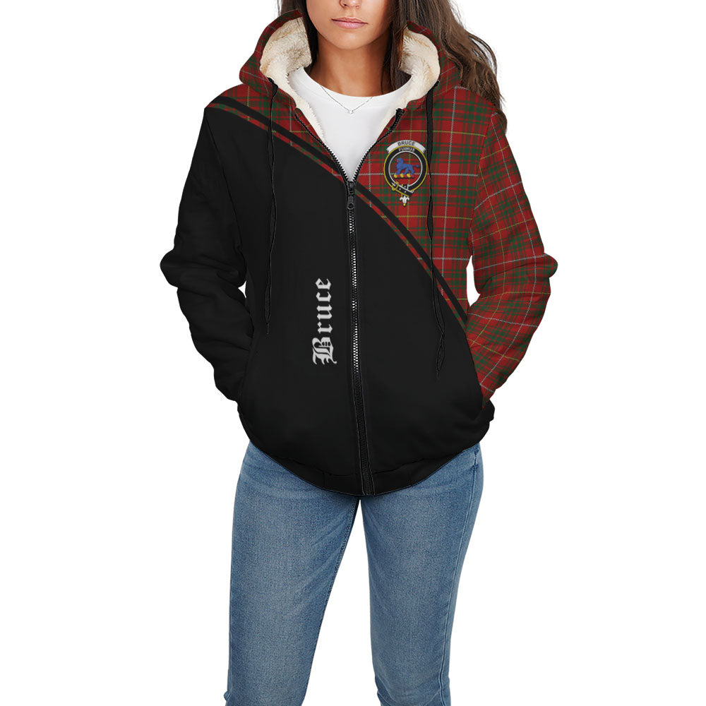 Bruce Tartan Sherpa Hoodie with Family Crest Curve Style - Tartanvibesclothing