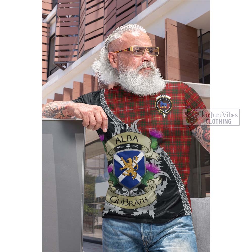 Bruce Tartan Family Crest Cotton T-shirt Lion Rampant Royal Thistle Shield Celtic Inspired - Tartan Vibes Clothing