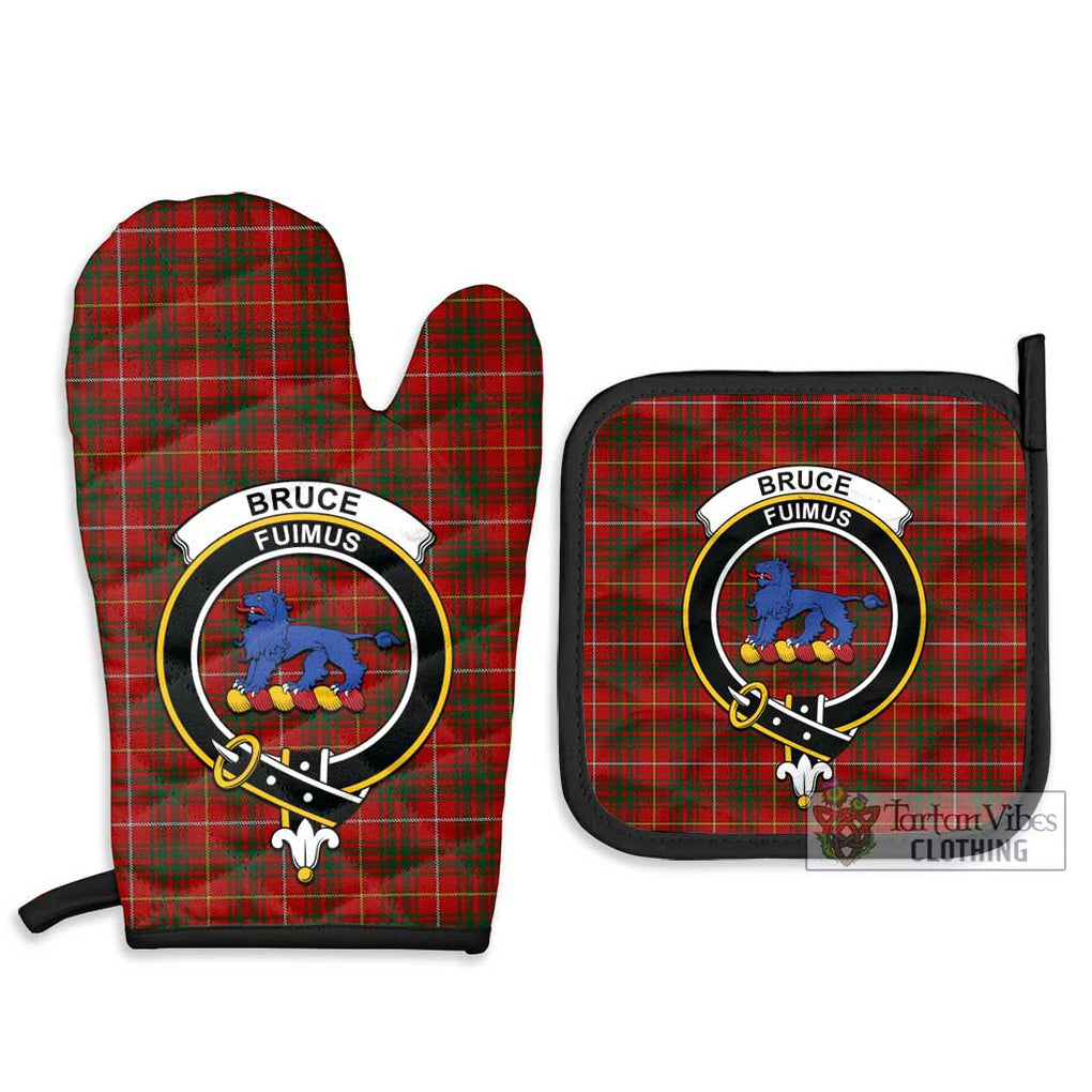 Bruce Tartan Combo Oven Mitt & Pot-Holder with Family Crest Combo 1 Oven Mitt & 2 Pot-Holder Black - Tartan Vibes Clothing