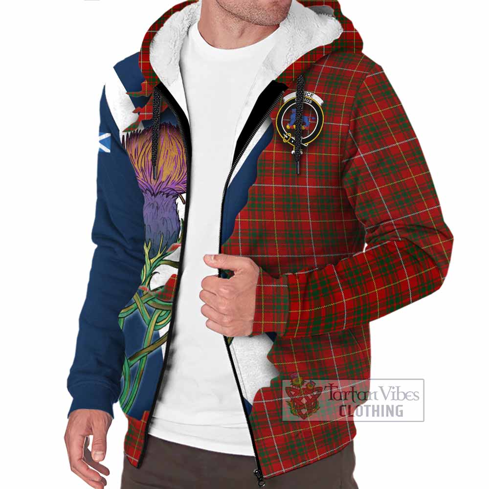 Tartan Vibes Clothing Bruce Tartan Family Crest Sherpa Hoodie Scottish Thistle Celtic Inspired