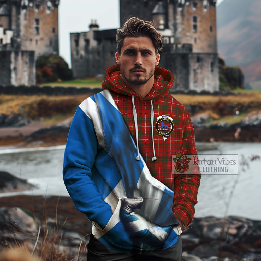 Tartan Vibes Clothing Bruce Tartan Cotton Hoodie with Family Crest Scotland Patriotic Style