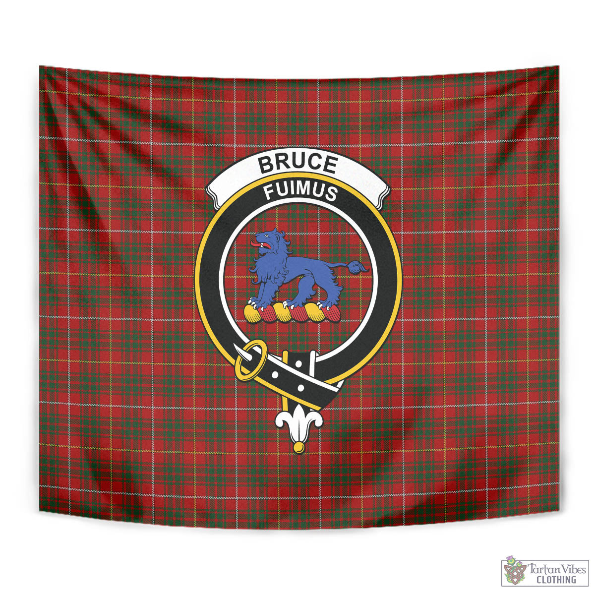 Tartan Vibes Clothing Bruce Tartan Tapestry Wall Hanging and Home Decor for Room with Family Crest